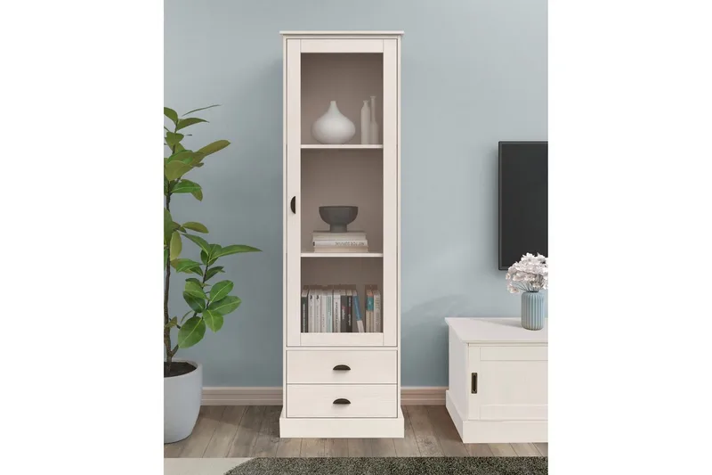 Harry Vitrinskåp 55x180 cm - Vit - Förvaring - Skåp - Vitrinskåp