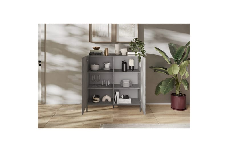 Hawell Högskåp 121 cm - Grå - Förvaring - Skåp - Förvaringsskåp