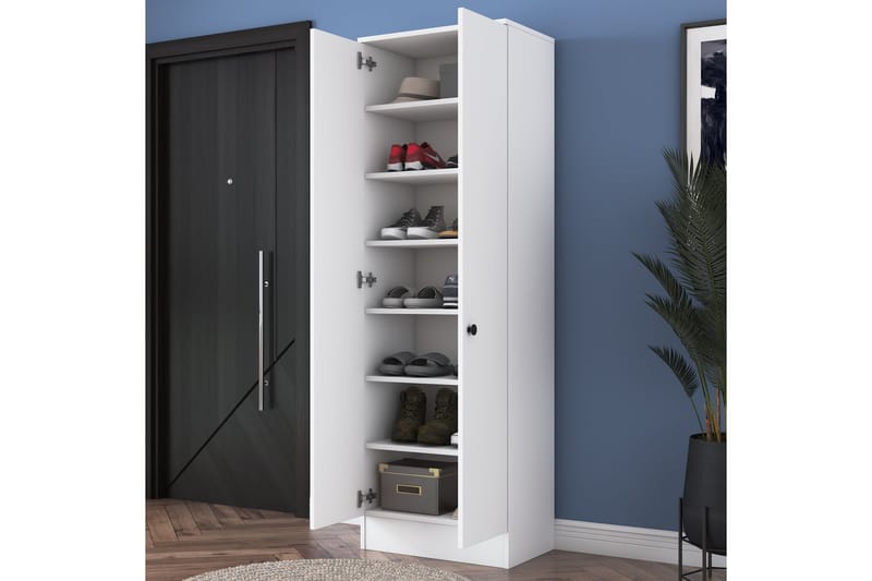 Hooda Highboard 59,8x182,8 cm Vit - Hanah Home - Förvaringsskåp