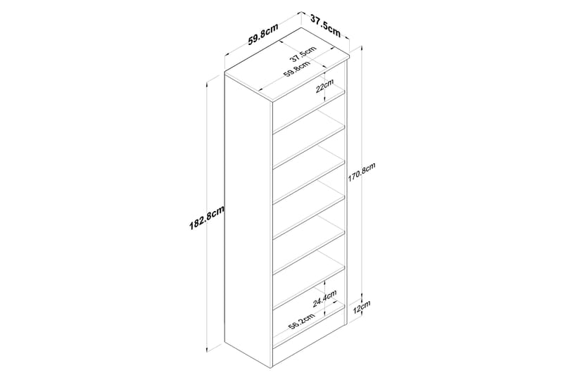 Hooda Highboard 59,8x182,8 cm Vit - Hanah Home - Förvaringsskåp