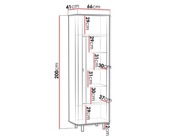 Joriel Vitrinskåp 66x200 cm LED-belysning - Beige|svart - Förvaring - Skåp - Vitrinskåp