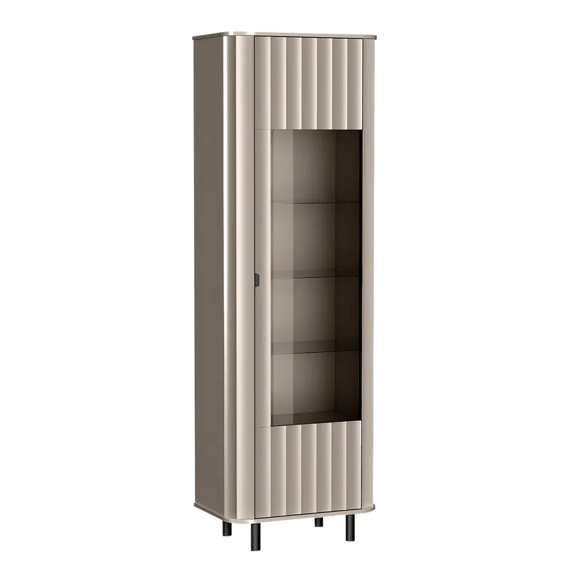 Joriel Vitrinskåp 66x200 cm LED-belysning, Beige|svart