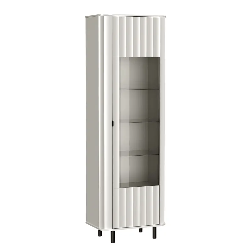 Joriel Vitrinskåp 66x200 cm LED-belysning, Vit|svart