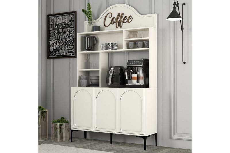 Kaffebarskåp Hazim Tre Grädde / Svart - Grädde / Svart - Förvaring - Skåp - Barskåp