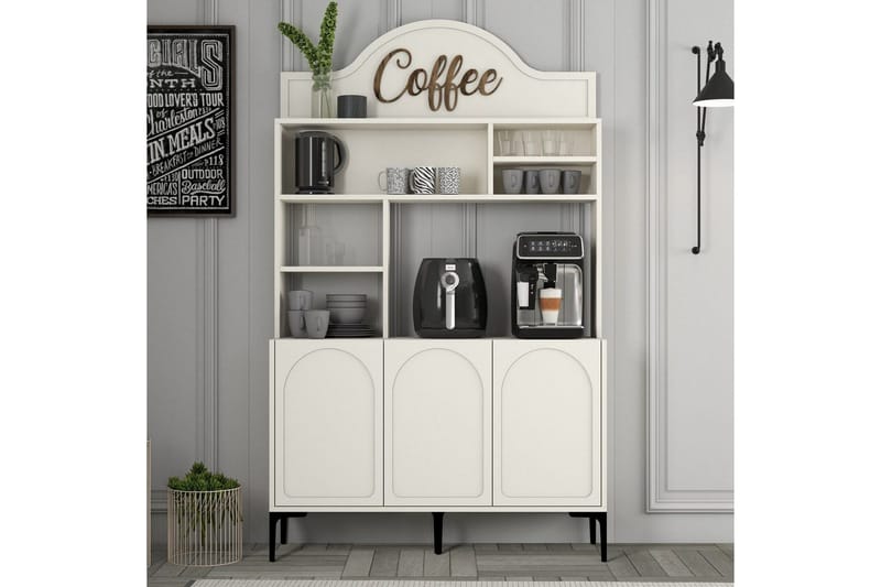 Kaffebarskåp Hazim Tre Grädde / Svart - Grädde / Svart - Förvaring - Skåp - Barskåp