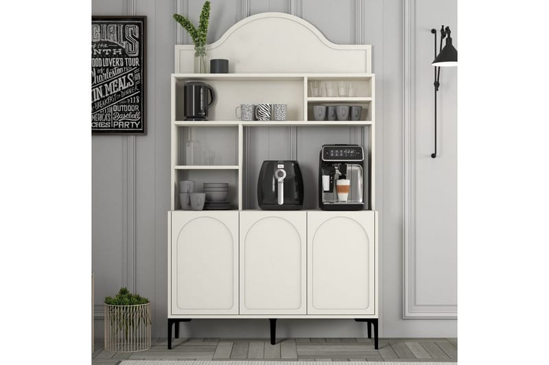 Kaffebarskåp Hazim Tre Grädde / Svart - Grädde / Svart - Förvaring - Skåp - Barskåp