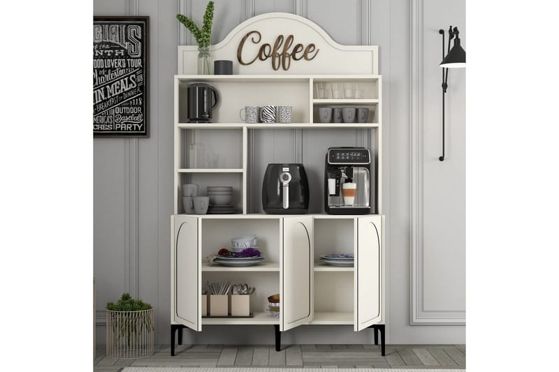 Kaffebarskåp Hazim Tre Grädde / Svart - Grädde / Svart - Förvaring - Skåp - Barskåp