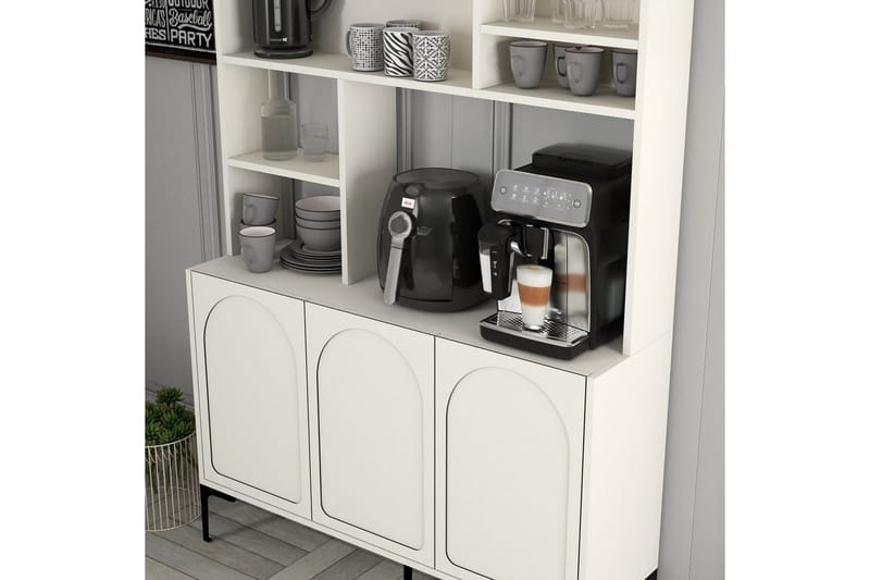 Kaffebarskåp Hazim Tre Grädde / Svart - Grädde / Svart - Förvaring - Skåp - Barskåp