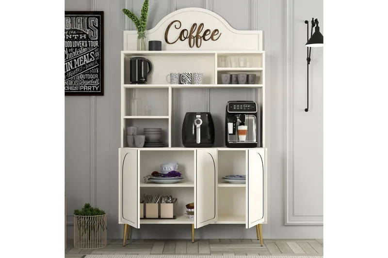 Kaffebarskåp Hazim Tre Gräddfärgad / Rany - Gräddfärgad / Rany - Förvaring - Skåp - Barskåp