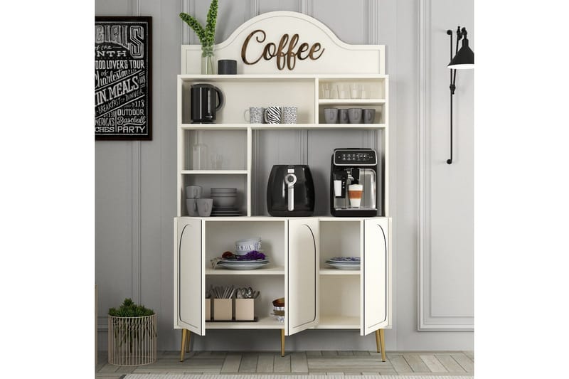 Kaffebarskåp Hazim Tre Gräddfärgad / Rany - Gräddfärgad / Rany - Förvaring - Skåp - Barskåp