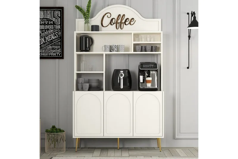 Kaffebarskåp Hazim Tre Gräddfärgad / Rany - Gräddfärgad / Rany - Förvaring - Skåp - Barskåp