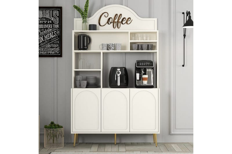 Kaffebarskåp Hazim Tre Gräddfärgad / Rany - Gräddfärgad / Rany - Förvaring - Skåp - Barskåp
