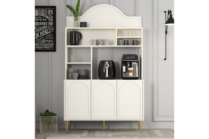 Kaffebarskåp Hazim Tre Gräddfärgad / Rany - Gräddfärgad / Rany - Förvaring - Skåp - Barskåp