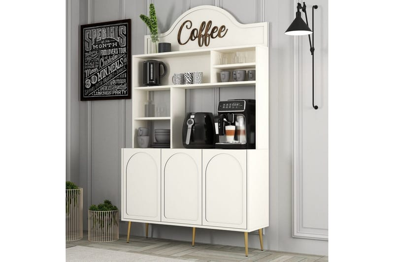 Kaffebarskåp Hazim Tre Gräddfärgad / Rany - Gräddfärgad / Rany - Förvaring - Skåp - Barskåp