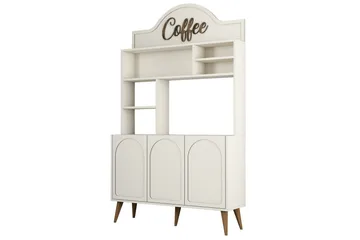 Kaffebarskåp Hazim Tre Gräddfärgad / Valnöt