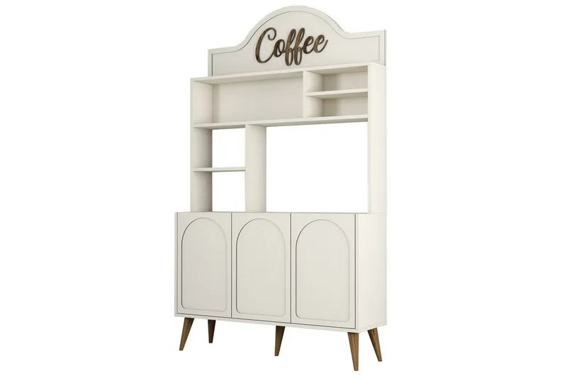 Kaffebarskåp Hazim Tre Gräddfärgad / Valnöt - Gräddfärgad / Valnöt - Förvaring - Skåp - Barskåp