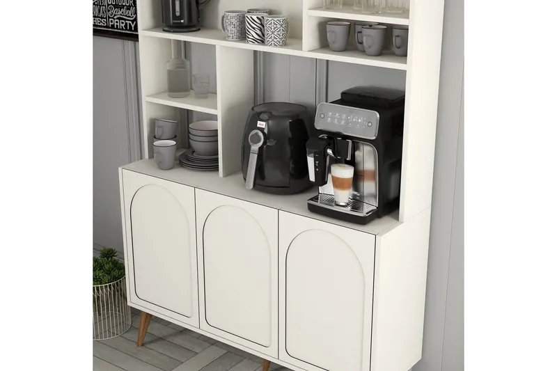 Kaffebarskåp Hazim Tre Gräddfärgad / Valnöt - Gräddfärgad / Valnöt - Förvaring - Skåp - Barskåp