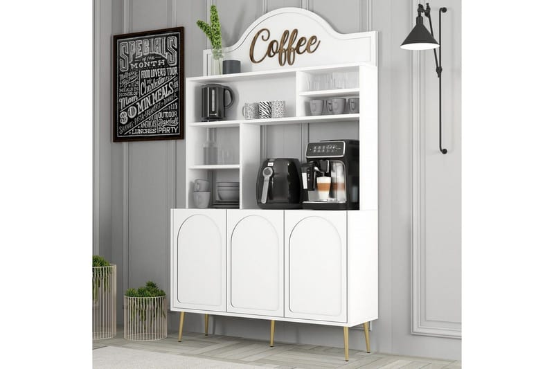 Kaffebarskåp Hazim Tre Vit / Rany - Vit / Rany - Förvaring - Skåp - Barskåp