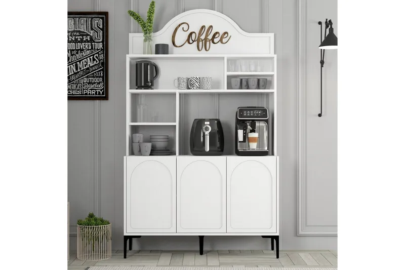Kaffebarskåp Hazim Tre Vit / Svart - Vit / Svart - Förvaring - Skåp - Barskåp