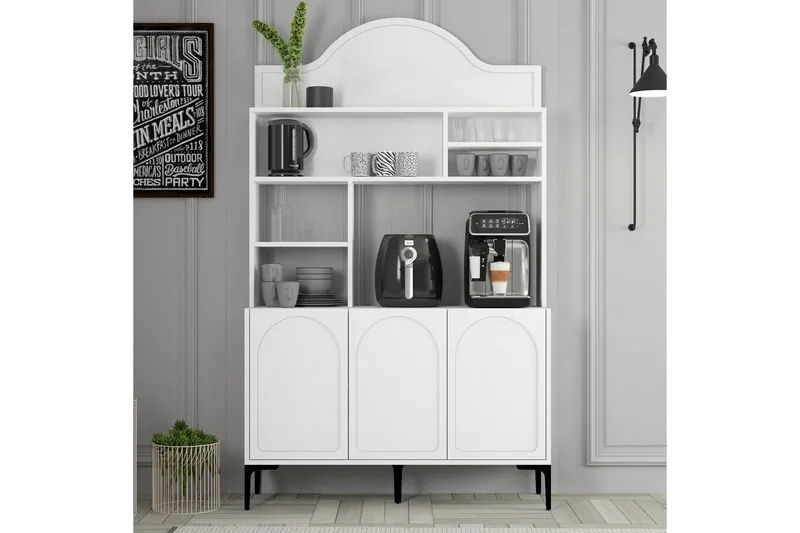 Kaffebarskåp Hazim Tre Vit / Svart - Vit / Svart - Förvaring - Skåp - Barskåp