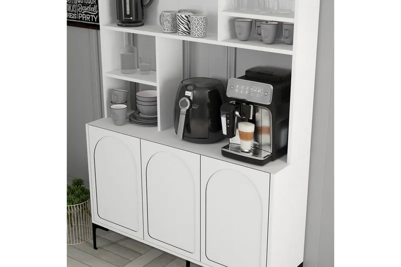 Kaffebarskåp Hazim Tre Vit / Svart - Vit / Svart - Förvaring - Skåp - Barskåp