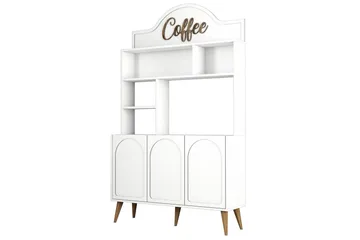 Kaffebarskåp Hazim Tre Vit / Valnöt