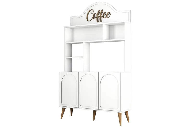 Kaffebarskåp Hazim Tre Vit / Valnöt - Vit / Valnöt - Förvaring - Skåp - Barskåp