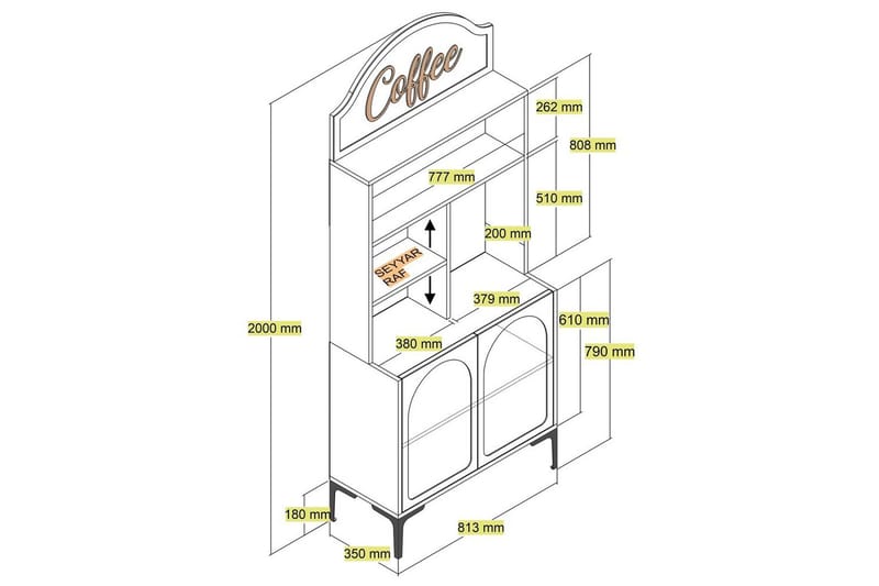Kaffebarskåp Hazim Två Grädde / Svart - Grädde / Svart - Förvaring - Skåp - Barskåp