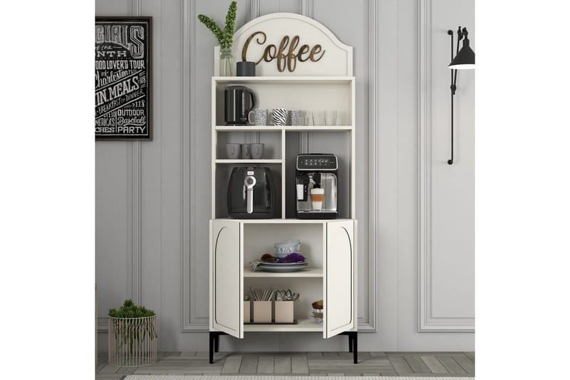 Kaffebarskåp Hazim Två Grädde / Svart - Grädde / Svart - Förvaring - Skåp - Barskåp