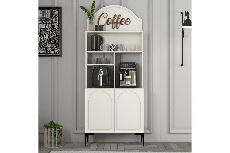 Kaffebarskåp Hazim Två Grädde / Svart - Grädde / Svart - Förvaring - Skåp - Barskåp