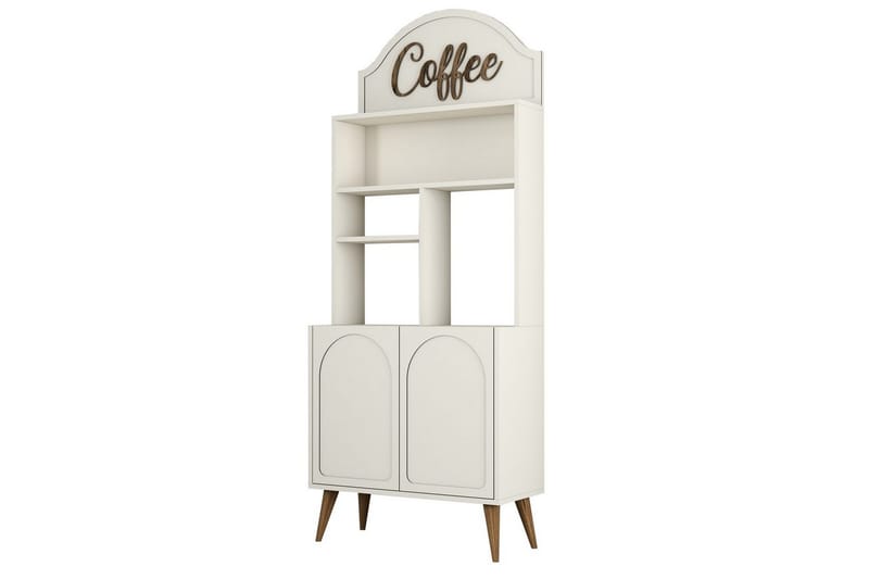 Kaffebarskåp Hazim Två Gräddfärgad / Valnöt - Gräddfärgad / Valnöt - Förvaring - Skåp - Barskåp