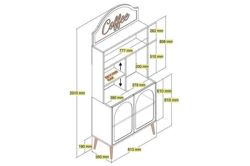 Kaffebarskåp Hazim Två Vit / Rany - Vit / Rany - Förvaring - Skåp - Barskåp