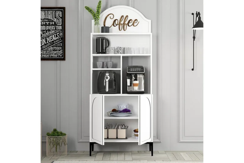 Kaffebarskåp Hazim Två Vit / Svart - Vit / Svart - Förvaring - Skåp - Barskåp