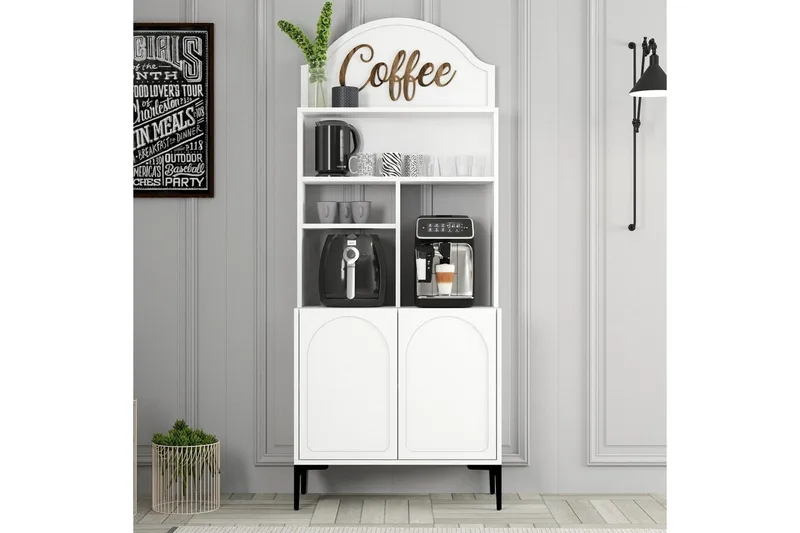Kaffebarskåp Hazim Två Vit / Svart - Vit / Svart - Förvaring - Skåp - Barskåp