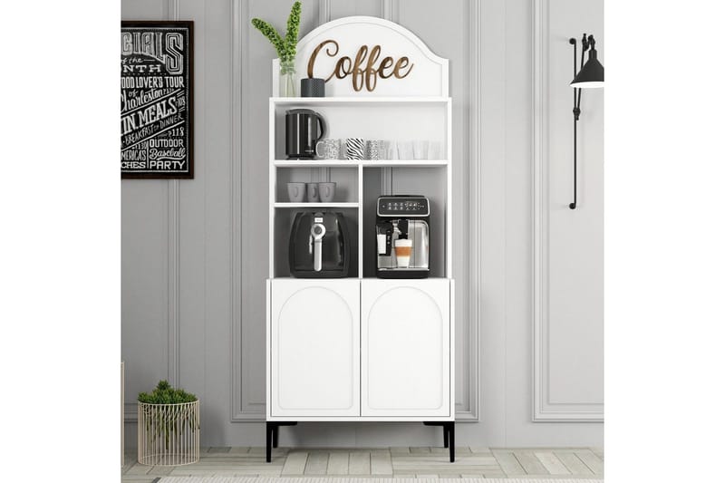 Kaffebarskåp Hazim Två Vit / Svart - Vit / Svart - Förvaring - Skåp - Barskåp