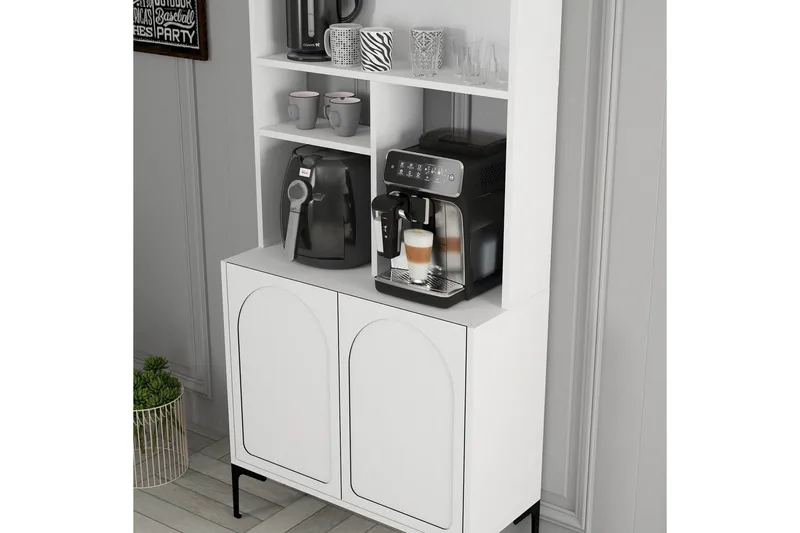 Kaffebarskåp Hazim Två Vit / Svart - Vit / Svart - Förvaring - Skåp - Barskåp