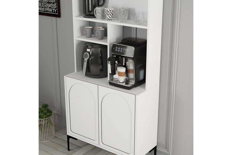 Kaffebarskåp Hazim Två Vit / Svart - Vit / Svart - Förvaring - Skåp - Barskåp