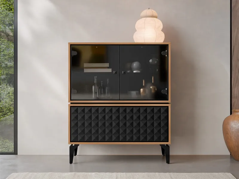 Lorvenn Vitrinskåp 103x122 cm - Brun/Svart - Förvaring - Skåp - Vitrinskåp