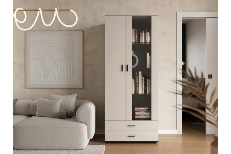 Lyrosen Vitrinskåp 80x19 cm - Beige - Förvaring - Skåp - Vitrinskåp