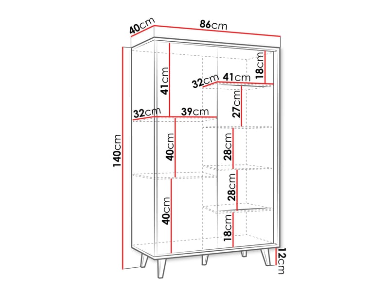 Merlas Vitrinskåp 86x140 cm - Brun - Förvaring - Skåp - Vitrinskåp
