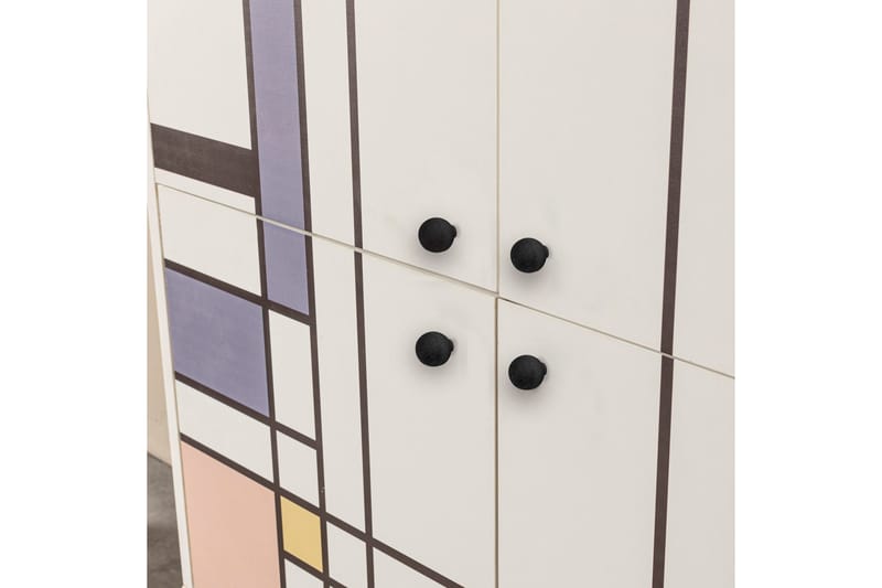 Midia Highboard 95x111 cm Vit/Brun/Lila/Gul - Hanah Home - Förvaring - Skåp - Förvaringsskåp