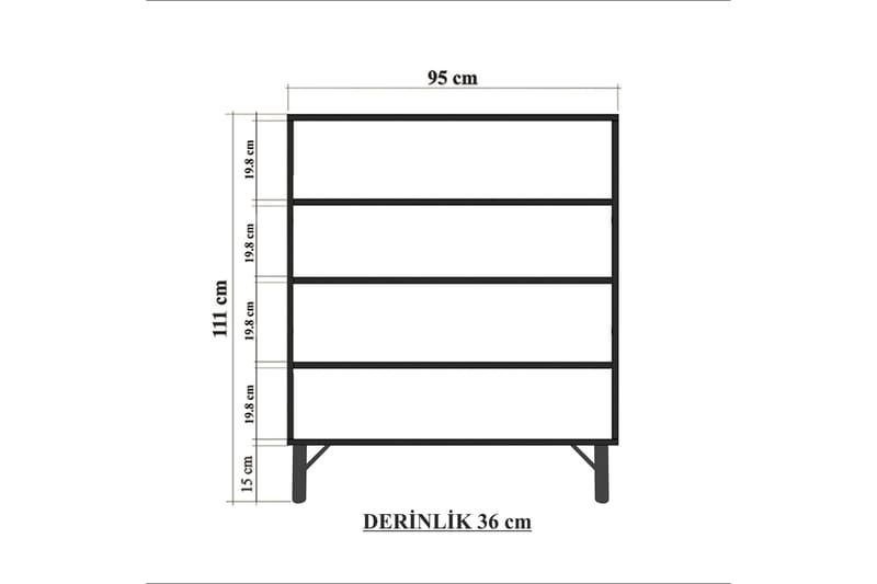 Midia Highboard 95x111 cm Vit/Brun/Lila/Gul - Hanah Home - Förvaringsskåp