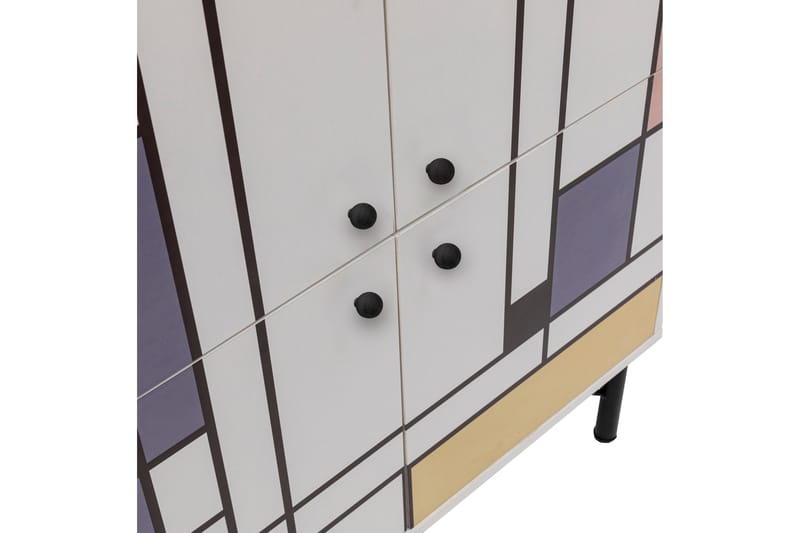 Midia Highboard 95x111 cm Vit/Brun/Lila/Gul - Hanah Home - Förvaringsskåp