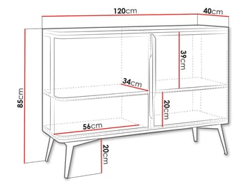 Mireva Skänk 120 cm - beige/guld - Förvaring - Skåp - Barskåp