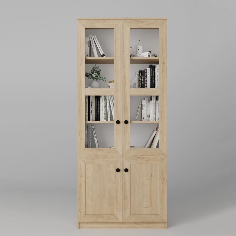 Mojon Vitrinskåp 80x190x37 cm - Sapphire Oak - Förvaring - Skåp - Vitrinskåp