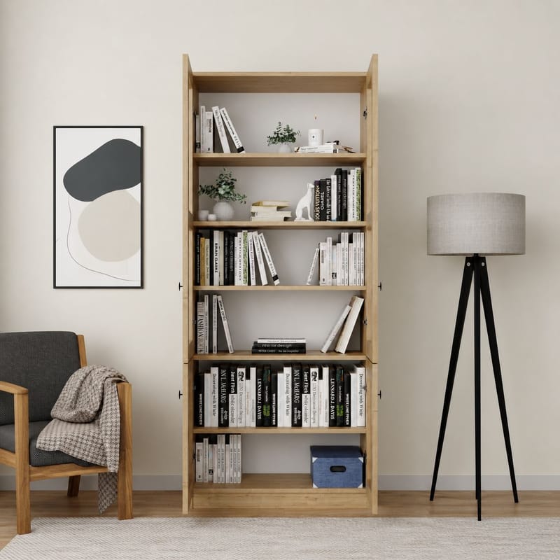 Mojon Vitrinskåp 80x190x37 cm - Sapphire Oak - Förvaring - Skåp - Vitrinskåp