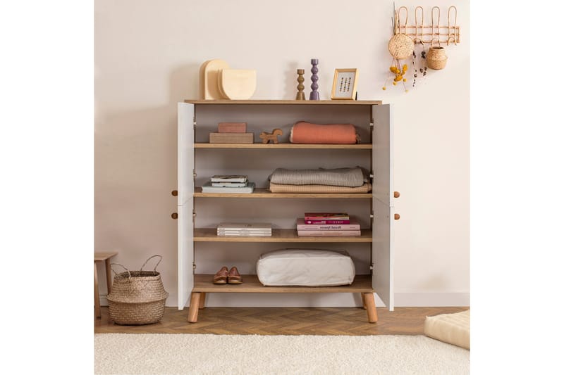 Posy Highboard 95x111 cm Brun/Vit - Hanah Home - Förvaring - Skåp - Förvaringsskåp