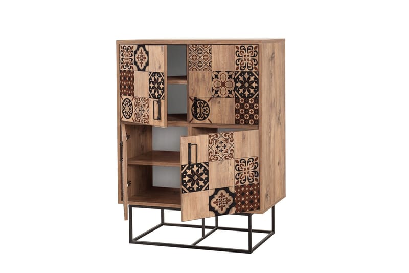 Quantum Solo Highboard 93x115 cm Svart/Brun - Hanah Home - Förvaring - Skåp - Förvaringsskåp