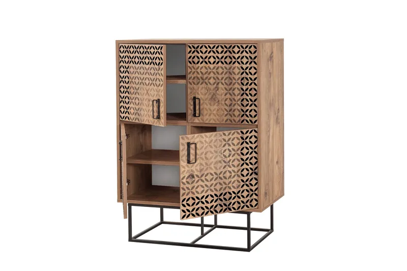 Quantum Solo Highboard 93x115 cm Svart/Brun - Hanah Home - Förvaring - Skåp - Förvaringsskåp