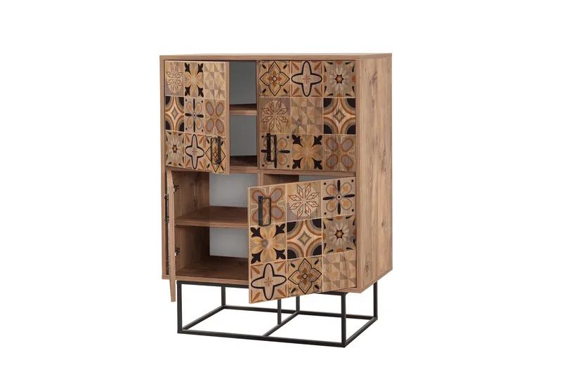 Quantum Solo Highboard 93x115 cm Svart/Brun - Hanah Home - Förvaring - Skåp - Förvaringsskåp